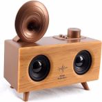 Loggia Antika Klasik Ahşap Retro Dizayn Bluetooth Hoparlör Fm Radyo Gramofon B6 Müzik Kutusu - Siyah - Siyah