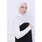 Loggia Balıkçı Yaka Boyunluklu Kolluk Ekru - Likralı Dik Yakalı Kadın Body Tesettür Crop Bolero