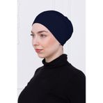 Loggia Geçmeli Lacivert Bone Önü Dikişsiz Kaymaz Lastikli Kadın Tesettür Pratik Geçme İç Bone Lacivert
