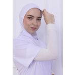 Loggia Likralı Penye Kolluk Ekru - Pratik Kadın Tesettür Düz Namaz Kolluğu 1 Çift 40cm Viskon Hijab