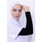 Loggia Likralı Penye Kolluk Siyah - Pratik Kadın Tesettür Düz Namaz Kolluğu 1 Çift 40cm Viskon Hijab