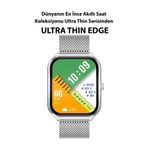 LOGIA Ultra Thin Edge Akıllı Saat Çelik Kasa Metal Kordon Gümüş