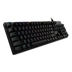 Logitech G 512 Mekanik Oyun Klavyesi,RGB Lightsync Arkadan Aydınlatmalı Tuşlar,GX Kahverengi Dokunsal Anahtar Anahtarları,Fırçalanmış Alüminyum Kasa,Özelleştirilebilir F Tuşları,USB Geçişi - Siyah