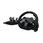 Logitech G 920 Driving Force oyun yarış direksiyonu, iki motorlu kuvvet geri bildirimi, 900° direksiyon aralığı, deri direksiyon, ayarlanabilir paslanmaz çelik zemin pedalları, Xbox One/PC/Mac - UK fişi, siyah