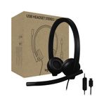 Logitech H570e PC ve Mac için Mikrofonlu USB Kulaklık, Stereo Ses, Gürültü Önleyici Mikrofonlu ve Satır İçi Kontrollü USB-C Kablolu Kulaklık, Microsoft Teams Sertifikalı, Siyah