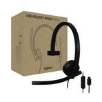 Logitech H570e USB kulaklık, PC ve Mac için mikrofonlu kulaklık, Mono sesli, gürültü önleyici mikrofonlar, Microsoft Teams sertifikalı, siyah