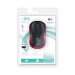 Logitech M185 Kablosuz Mouse 1000 DPI Ev - Ofis Kullanımı İçin Kırmızı Renkli Ergonomik Tasarım 910-002237