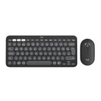 Logitech Pebble 2 Kablosuz Klavye ve Mouse Seti, Sessiz ve Taşınabilir, Özelleştirilebilir, Logi Bolt, Bluetooth, Windows, macOS, iPadOS ve Chrome için Easy-Switch, Türkçe Q Klavye, Siyah