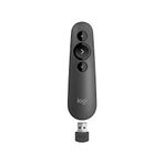 Logitech R500s sunucu, lazer sınıfı 1, Bluetooth ve USB için, evrensel uyumlu, 20 metre menzil, yapılandırılabilir, 12 ay çalışma süresine sahip akıllı pil kullanımı, koyu gri