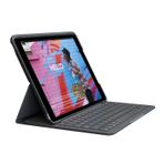 Logitech Slim Folio Klavyeli iPad Kılıfı, iOS Kısayol Tuşları, iPad 10.2 inç 7. 8. ve 9. Nesil ile Uyumlu, Gri