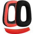 Logitech uyumlu G930 G430 F450 G432 G431 G332 G231 G230 ile uyumlu Kulaklık Pedi Seti Kulaklık Süngeri ve Kafa Bandı kulaklık süngeri yastığı (Siyah - Kırmızı Kumaş Sünger + Kırmızı Kafa Bandı)