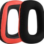Logitech uyumlu G930 G430 F450 G432 G431 G332 G231 G230 ile uyumlu Kulaklık Pedi Seti Kulaklık Süngeri ve Kafa Bandı kulaklık süngeri yastığı (Siyah - Kırmızı Kumaş Sünger)