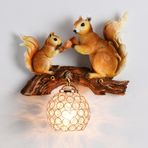 LOGT 3D Hayvan Sincap Duvar Lambası Reçine Kristal Duvar Lambası E27 Dekoratif Aydınlatma Sincap Avize Retro Hayvanlar Erkek ve Kız Koridor Merdiven Duvar Lambası