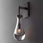 LOGT Cam Duvar Lambası İç Mekan Modern Duvar Lambası Damla Tasarım Cam Abajur Gece Lambası Kristal Dekoratif Duvar Aydınlatması E14 Retro Metal Merdiven Banyo, Siyah