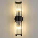LOGT Vintage İç Mekan Kristal Aplik 2 Alevli Yukarı ve Aşağı Aydınlatma Duvar Cam Abajur Duvar Lambası Art Deco Soket E27 Metal Modern Başucu Lambası Oturma Odası Yatak Odası için, Siyah