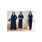 LOHOUSE Lacivert Özel Dantelli Pamuklu Lohusa Hamile Gecelik-Sabahlık ve Pijama Takım 4'lü Set
