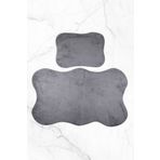 lohusahamile 2'li 80x140 50x70 Cm Büyük Ebat Banyo Paspası Seti Kaymaz Tabanlı Klozet Takımı 80X140 Gri