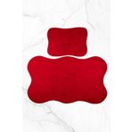 lohusahamile 2'li 80x140 50x70 Cm Büyük Ebat Banyo Paspası Seti Kaymaz Tabanlı Klozet Takımı 80X140 Kırmızı