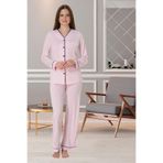 Lohussa Kadın Pembe Biyeli Özel Tasarım Önden Düğmeli Pamuklu Hamile Lohusa Pijama Takımı