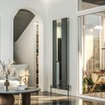 Lojimax Alüminyum Aynalı Dikey Radyatör Siesta Mirrror 1800 x 554 6 Dilim | Dokulu Siyah | Yüksek Isıl Güç | 5 Yıl Üretici Garantisi
