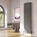 Lojimax Alüminyum Çift Panel Dikey Radyatör Royal Double 1800 x 588 8 Dilim | Dokulu Antrasit Gri | Yüksek Isıl Güç | 5 Yıl Üretici Garantisi