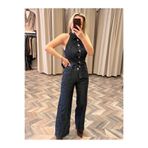LOKADI Dantel İşlemeli Denim İkili Takım - Halter Yaka Yelek Pantolon Kot Set