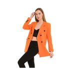 LOKADI Kadın Düğme Detaylı Uzun Blazer Ceket