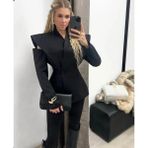 Lokadi Kadın Pencere Detaylı Uzun Kollu Şık Blazer Ceket - S - Siyah