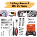 Lokma Anahtar Takımı 53 Parça Uzatma Kolu Mafsallı 1/4 Yıldız Hex Tork Düz Set Bits Uç Allen