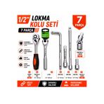 Lokma Kolu Seti 1/2 7 Parça Cırcır Kol T Kol L Kol Mafsallı Kol Uzatma Aparatlı Profesyonel Lokma Anahtar Seti LOKMASET