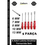 #Lokma Krom Vanadyum Çelik Uzun Sap 5 Adet Lokma Anahtar Tornavida 6/7/8/10/13/Mm Metal Altıgen