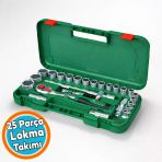 Lokma Takımı Cırcırlı 1/2 Somun Sıkma 25 Parça T Kolu Seti Dayanıklı Çelik El Aletleri