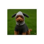 Lokums Açık Gri Bunny Kulaklı Kışlık Köpek Şapkası – Boyun Saran İpli Model, Yumuşak Sıcak Tutucu Bere Gri S