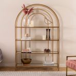 Lola Curve Metal Kitaplık, 4 Raflı, Pirinç