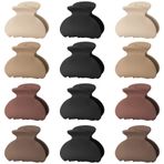 Lolalet 12 adet küçük saç tokası, saç tokası, 4 cm, mini saç pençesi, örümcek, saç klipsi, kadınlar ve kız çocuklar için, kalın, ince, ince saç modeli, kıskaçlar, güçlü, şık, akrilik, muz klipsi, kahverengi