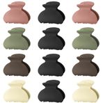 Lolalet 12 adet küçük saç tokası, saç tokası, 4 cm, mini saç pençesi, örümcek, saç klipsi, kadınlar ve kız çocuklar için, kalın, ince, ince saç modeli, kıskaçlar, güçlü, şık akrilik muz klipsi, mat