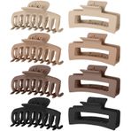 Lolalet 8 adet büyük saç tokası, kalın saçlar için 8 cm saç tokası, kaymaz saç, Jaw klips, kadınlar ve kız çocukları için saç şekillendirme aksesuarı - Desen E