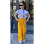 Lolipop Kids Store Kız Çocuk Kalpli Tişört Pantolon Takım - 01S-Sarı - 3 - 4 Yaş