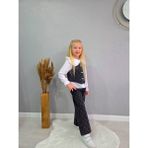 Lolipop Kids Store Kız Çocuk Kot Yelekli Taşlı 3'lütakım - 4 - 5 Yaş - Siyah