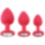 Lolita Shop Anal Genişletici Açıcı Alıştırıcı Taşlı Soft Silikon Dokuda 3 Farklı Boyutta Plug Tıkaç Seti