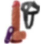Lolita Shop Belden Bağlamalı Çift Katmanlı 10 Mod Titreşim Kemerli 21 Cm Vibratör Vantuzlu Realistik Takma Penis