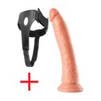 Lolita Shop Belden Bağlamalı Doku 21 Cm Kemerli Yumurtalıksız Anal Vajina Takma Dildo Penis