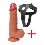 Lolita Shop Belden Bağlamalı Ekstra Özel Çift Katmanlı Doku 20 Cm Penis Takma Kemerli Vantuzlu Dildo