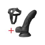 Lolita Shop Belden Bağlamalı Kalın 13.5 Cm Anal Vajinal Siyahi Dildo Doku Takma Kemerli Penis
