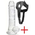 Lolita Shop Belden Bağlamalı Yumuşak Şeffaf Esnek Jel Dokuda 21 Cm Kemerli Vantuzlu Takma Dildo Penis
