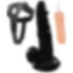 Lolita Shop Deri Kemerli 10 Farklı Titreşim Zenci Penis 16 cm Yumuşak Doku Belden Bağlamalı Siyah Dildo Vibratör