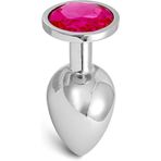 Lolita Shop Gümüş Metal Fuşya Mücevher Taşlı Paslanmaz Çelik 7 Cm Anal Açıcı Genişletici Alıştırıcı Plug Tıkaç