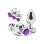 Lolita Shop Gümüş Metal Paslanmaz Mücevher Mor Taşlı 3 Farklı Boyutta Alıştırıcı Genişletici Anal Plug Tıkaç Set