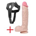 Lolita Shop Kalın 24 Cm Dokuda Kemerli Penis Vantuzlu Ten Rengi Belden Bağlamalı Takma Dildo