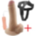 Lolita Shop Kemerli 18.5 cm 10 Mod Titreşim Oynar Başlıklı Penis Belden Bağlamalı Dildo Realistik Takma Vibratör